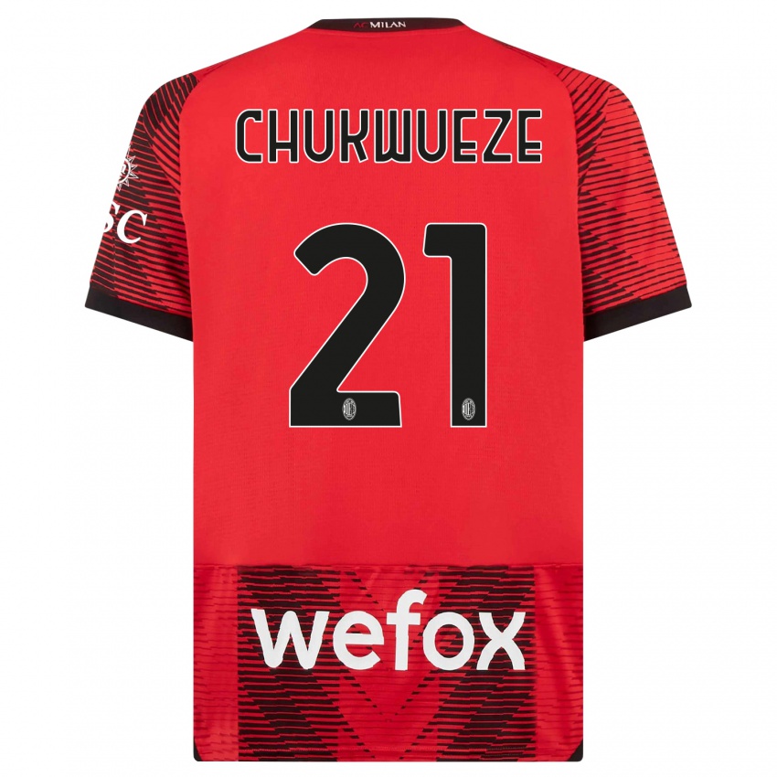 Kinder Samuel Chukwueze #21 Rot Schwarz Heimtrikot Trikot 2023/24 T-Shirt Belgien