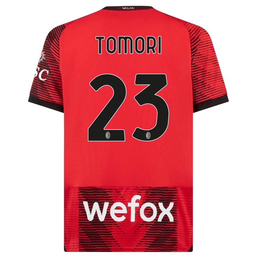 Kinderen Fikayo Tomori #23 Rood Zwart Thuisshirt Thuistenue 2023/24 T-Shirt België