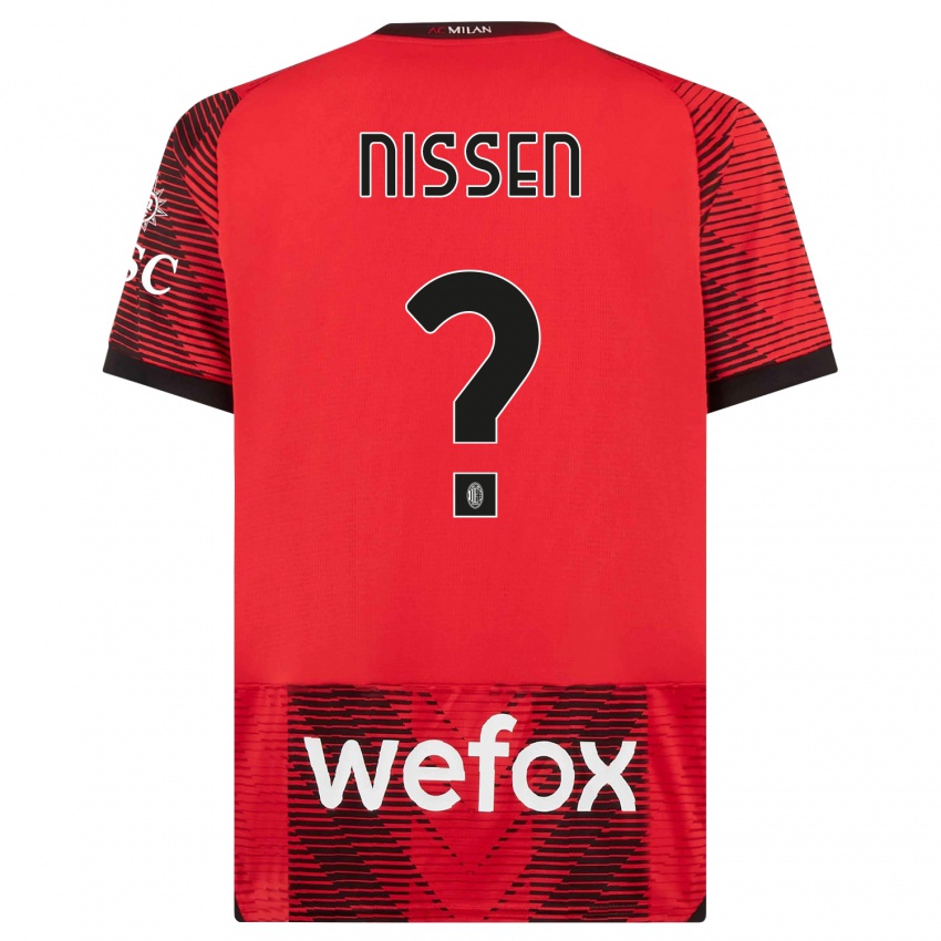 Kinder Fredrik Nissen #0 Rot Schwarz Heimtrikot Trikot 2023/24 T-Shirt Belgien