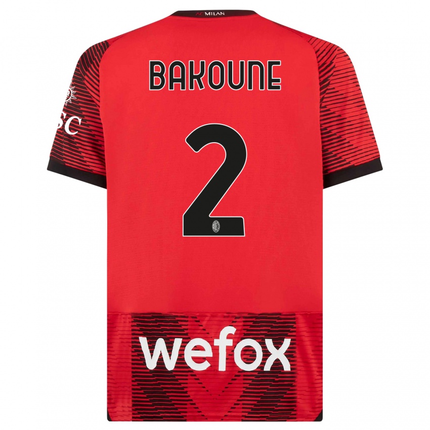 Kinder Adam Bakoune #2 Rot Schwarz Heimtrikot Trikot 2023/24 T-Shirt Belgien