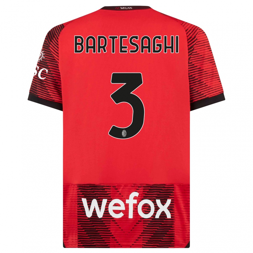 Kinder Davide Bartesaghi #3 Rot Schwarz Heimtrikot Trikot 2023/24 T-Shirt Belgien