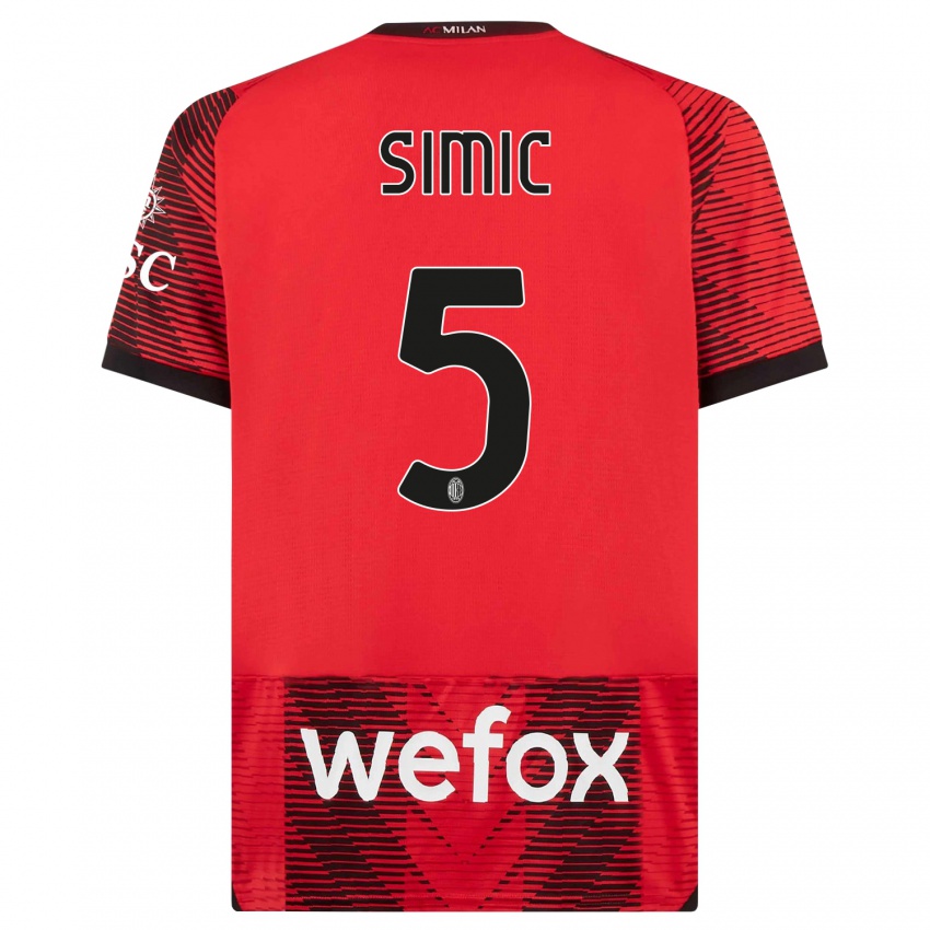 Kinder Jan-Carlo Simic #5 Rot Schwarz Heimtrikot Trikot 2023/24 T-Shirt Belgien