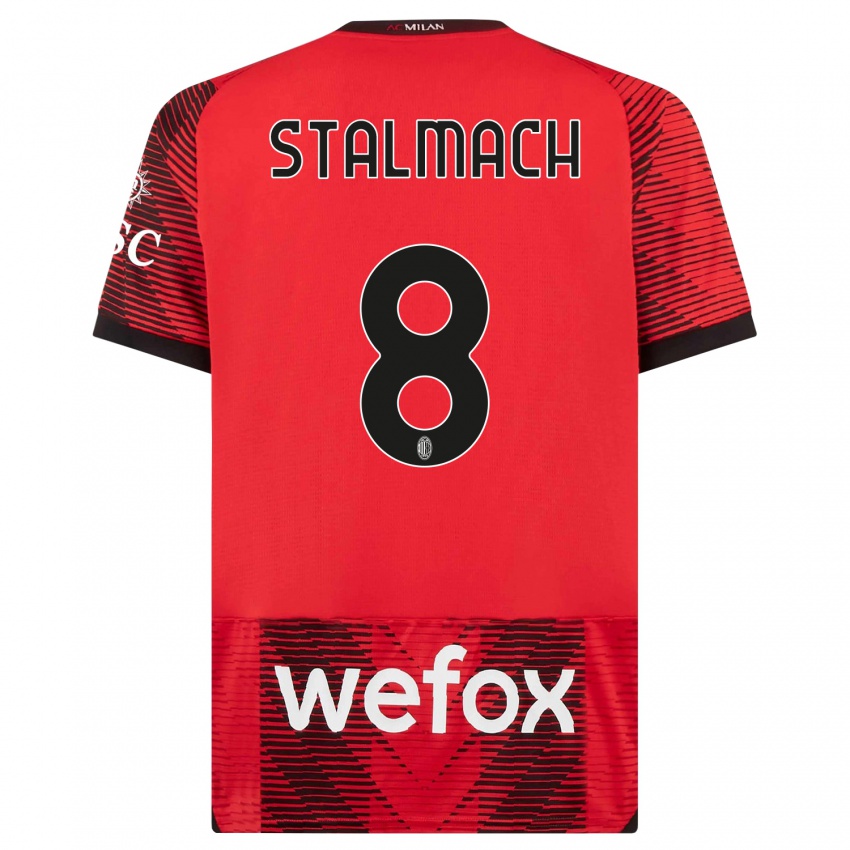 Kinder Dariusz Stalmach #8 Rot Schwarz Heimtrikot Trikot 2023/24 T-Shirt Belgien