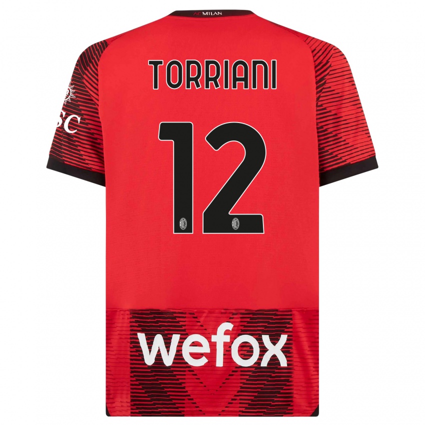 Kinderen Lorenzo Torriani #12 Rood Zwart Thuisshirt Thuistenue 2023/24 T-Shirt België