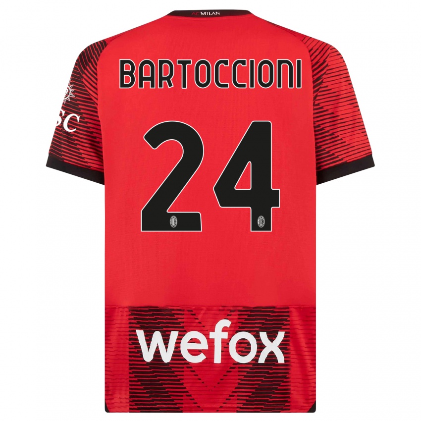 Kinder Andrea Bartoccioni #24 Rot Schwarz Heimtrikot Trikot 2023/24 T-Shirt Belgien