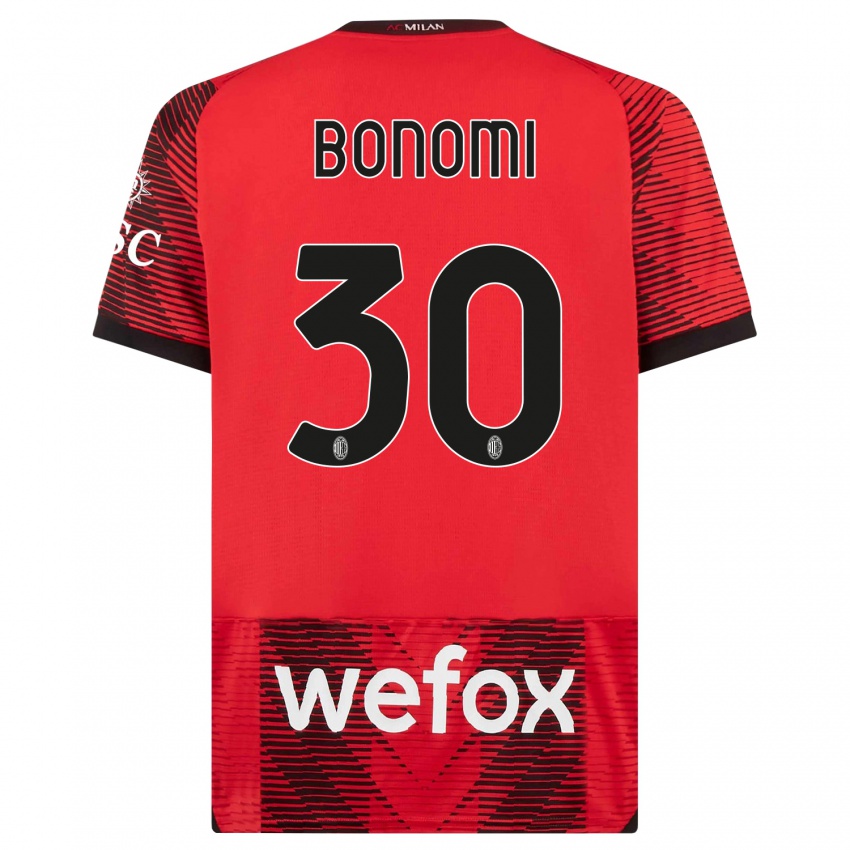 Kinder Alessandro Bonomi #30 Rot Schwarz Heimtrikot Trikot 2023/24 T-Shirt Belgien