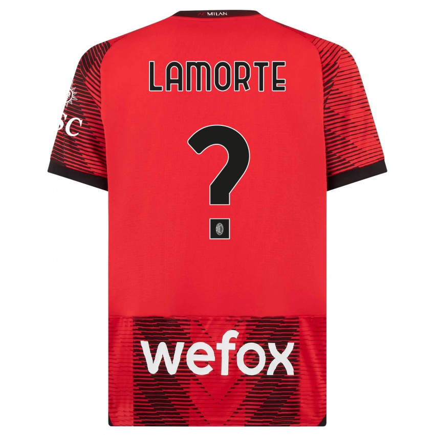 Kinder Alessandro Lamorte #0 Rot Schwarz Heimtrikot Trikot 2023/24 T-Shirt Belgien