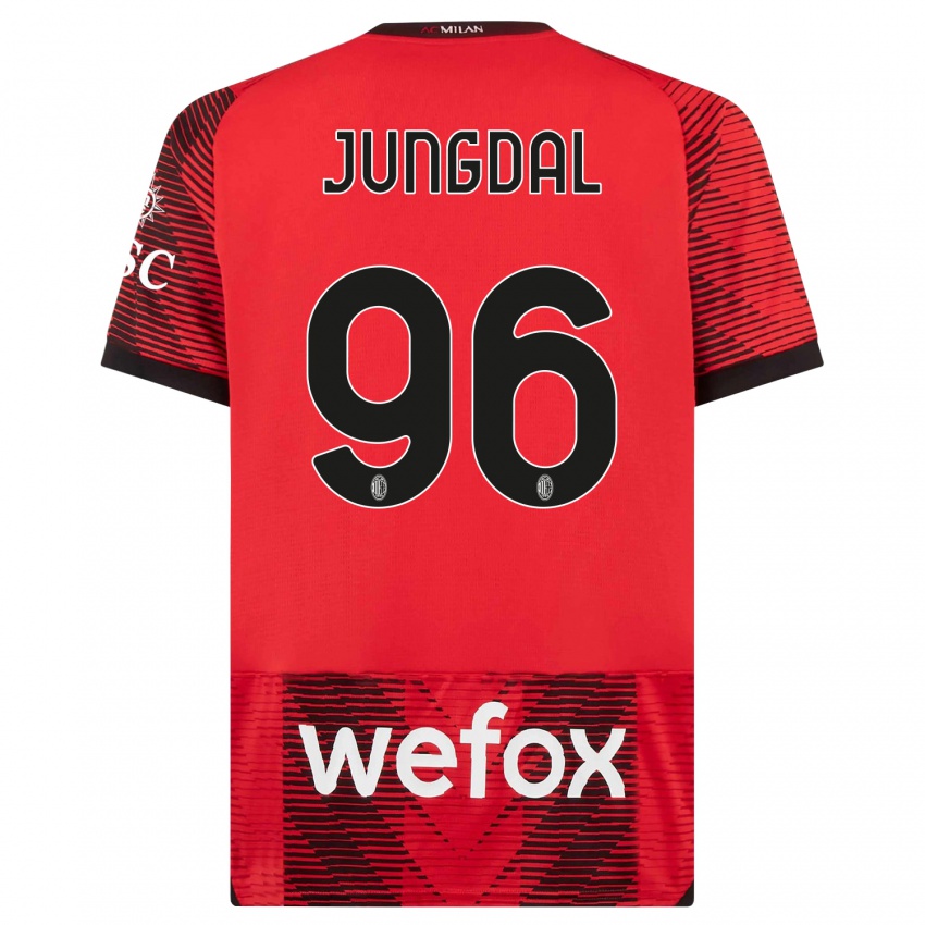 Kinderen Andreas Jungdal #96 Rood Zwart Thuisshirt Thuistenue 2023/24 T-Shirt België