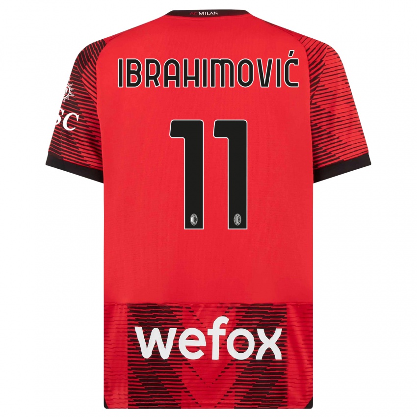 Enfant Maillot Zlatan Ibrahimovic #11 Rouge Noir Tenues Domicile 2023/24 T-Shirt Belgique