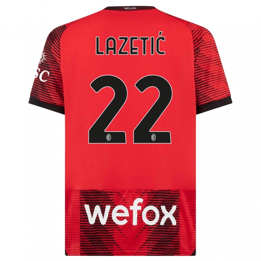 Kinder Marko Lazetic #22 Rot Schwarz Heimtrikot Trikot 2023/24 T-Shirt Belgien