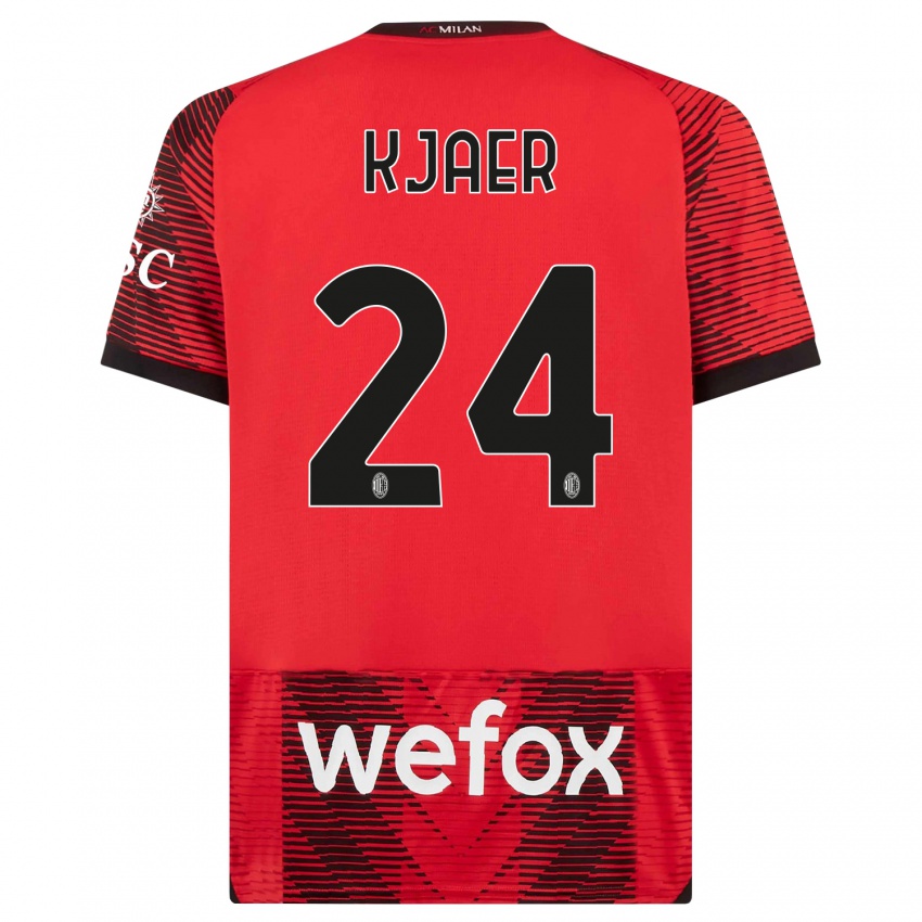Kinder Simon Kaer #24 Rot Schwarz Heimtrikot Trikot 2023/24 T-Shirt Belgien