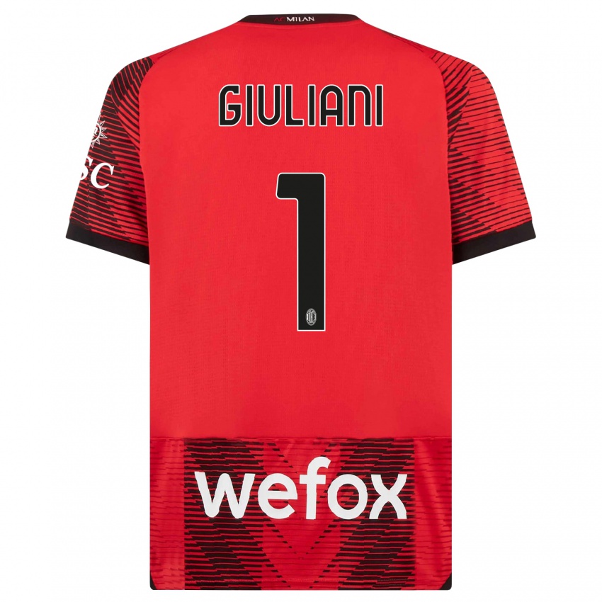 Kinder Laura Giuliani #1 Rot Schwarz Heimtrikot Trikot 2023/24 T-Shirt Belgien