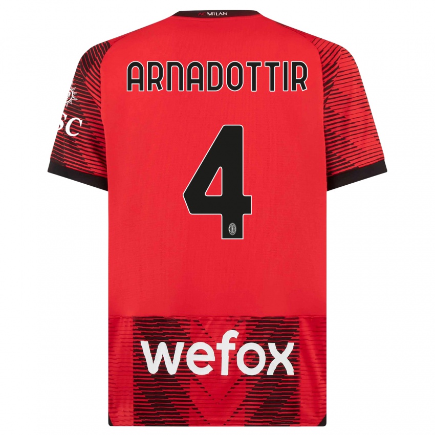Kinder Guony Arnadottir #4 Rot Schwarz Heimtrikot Trikot 2023/24 T-Shirt Belgien