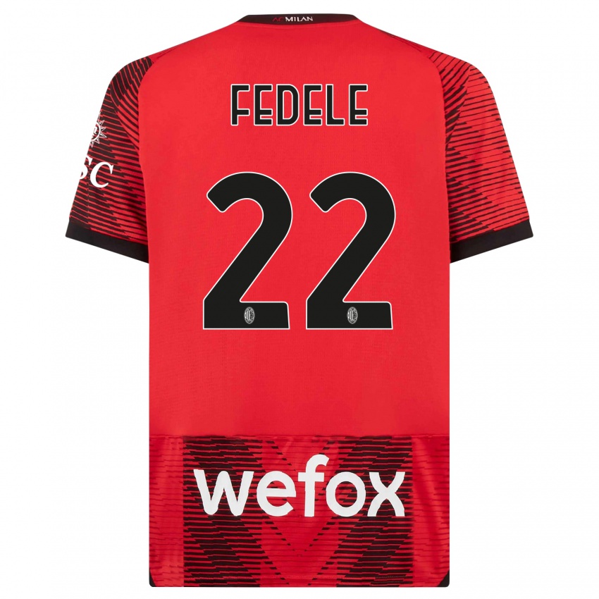 Kinder Noemi Fedele #22 Rot Schwarz Heimtrikot Trikot 2023/24 T-Shirt Belgien