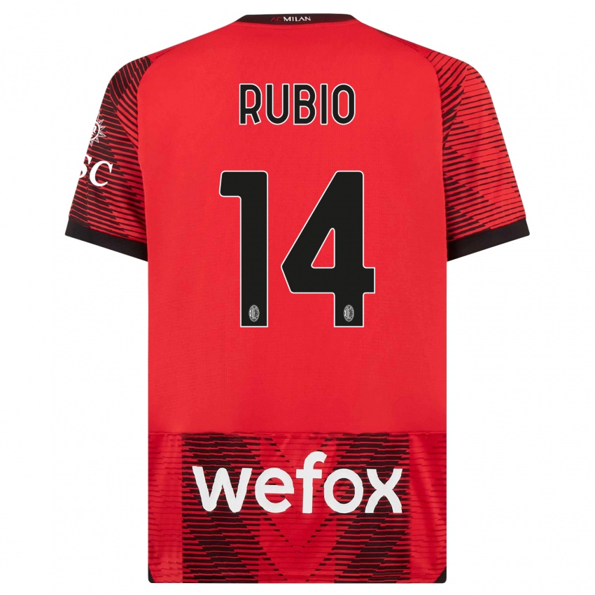 Kinder Silvia Rubio #14 Rot Schwarz Heimtrikot Trikot 2023/24 T-Shirt Belgien