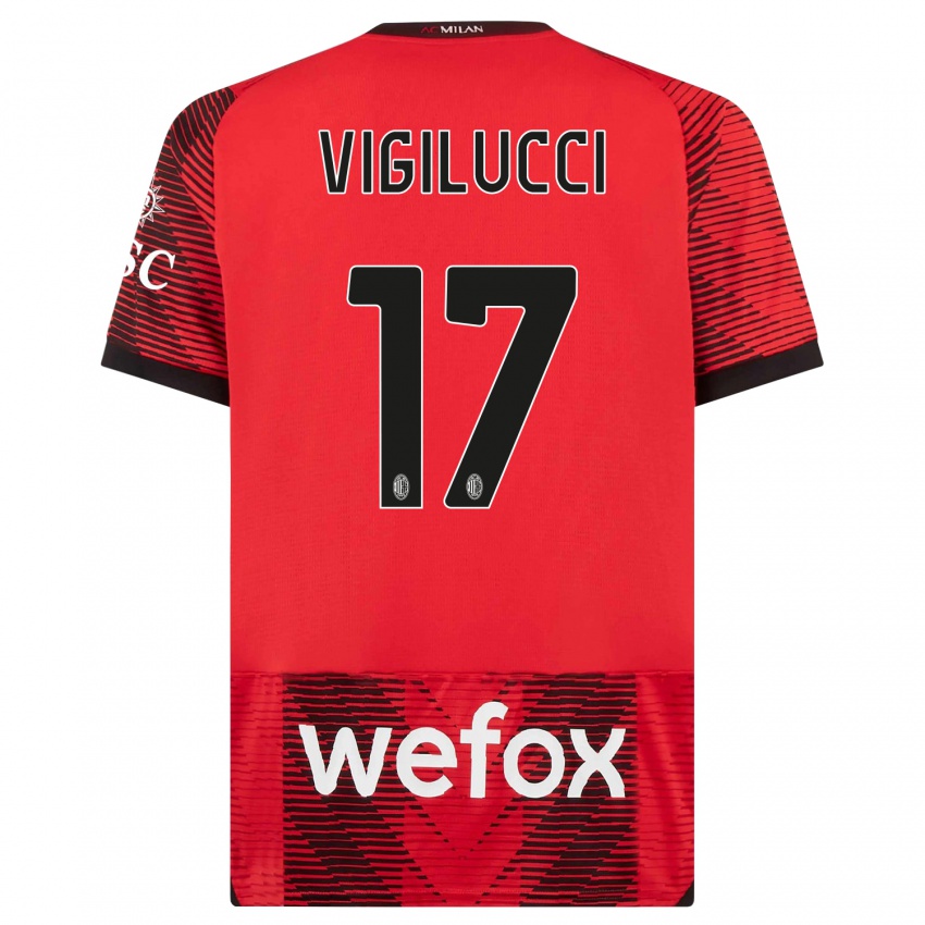 Kinder Valery Vigilucci #17 Rot Schwarz Heimtrikot Trikot 2023/24 T-Shirt Belgien