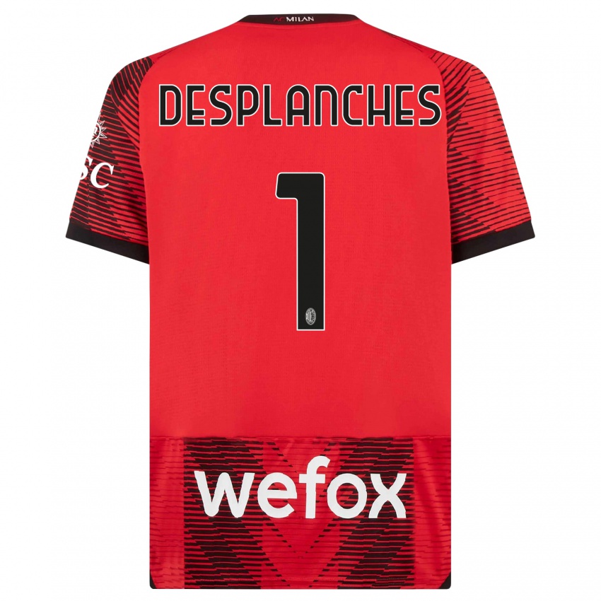 Kinderen Sebastiano Desplanches #1 Rood Zwart Thuisshirt Thuistenue 2023/24 T-Shirt België