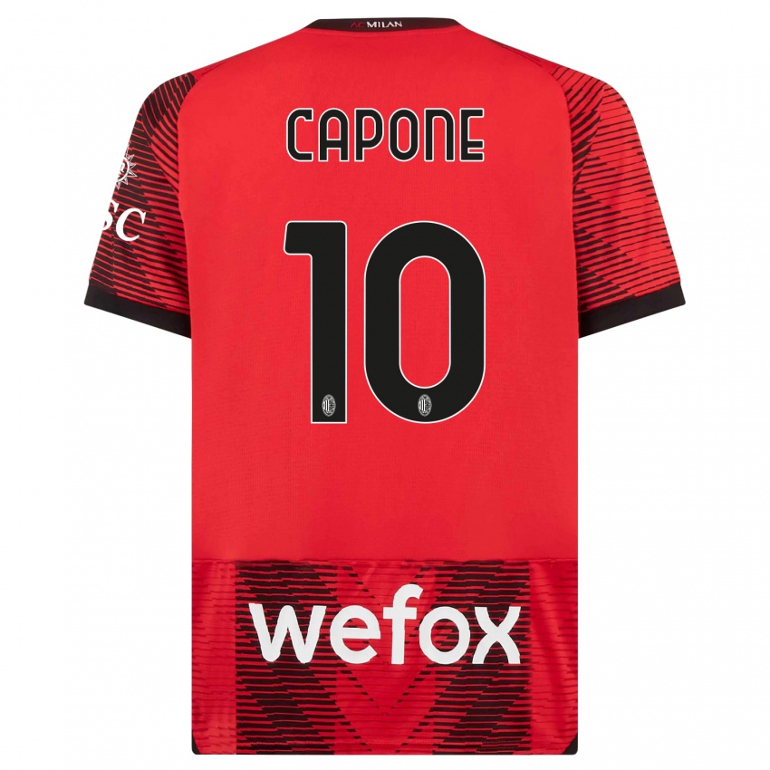 Kinder Andrea Capone #10 Rot Schwarz Heimtrikot Trikot 2023/24 T-Shirt Belgien