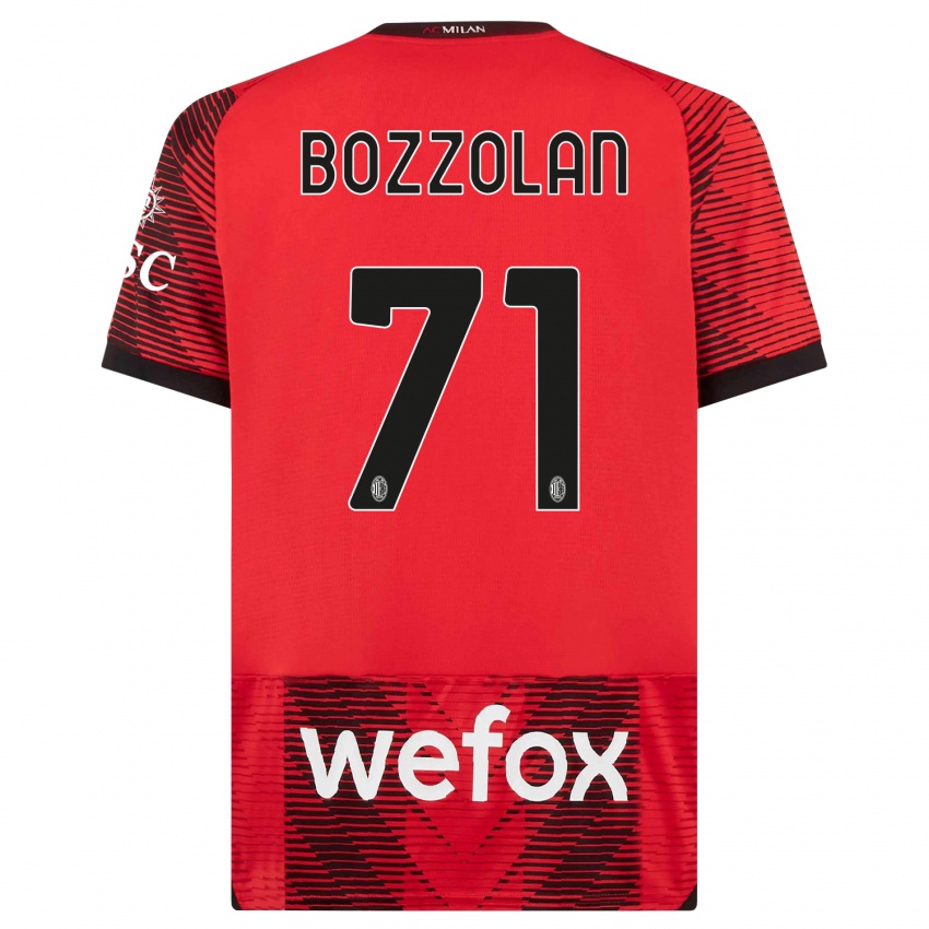 Kinder Andrea Bozzolan #71 Rot Schwarz Heimtrikot Trikot 2023/24 T-Shirt Belgien