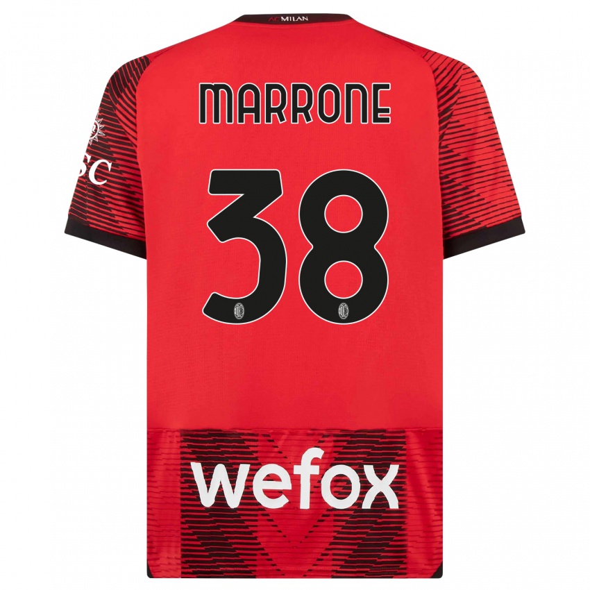 Kinder Federico Marrone #38 Rot Schwarz Heimtrikot Trikot 2023/24 T-Shirt Belgien
