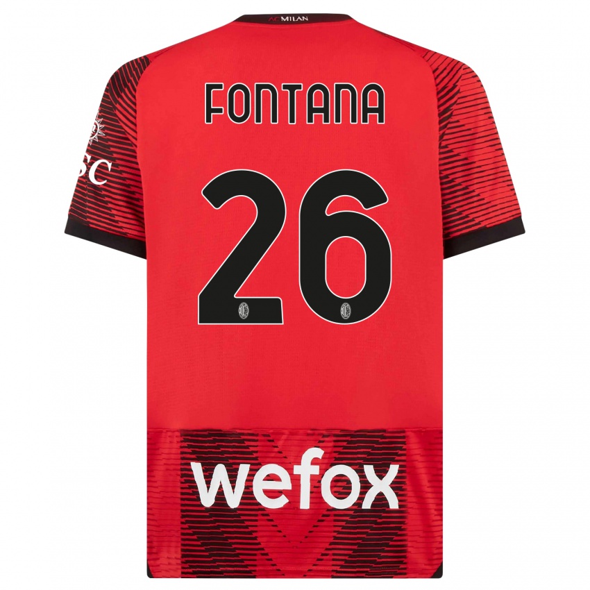 Kinderen Francesco Fontana #26 Rood Zwart Thuisshirt Thuistenue 2023/24 T-Shirt België