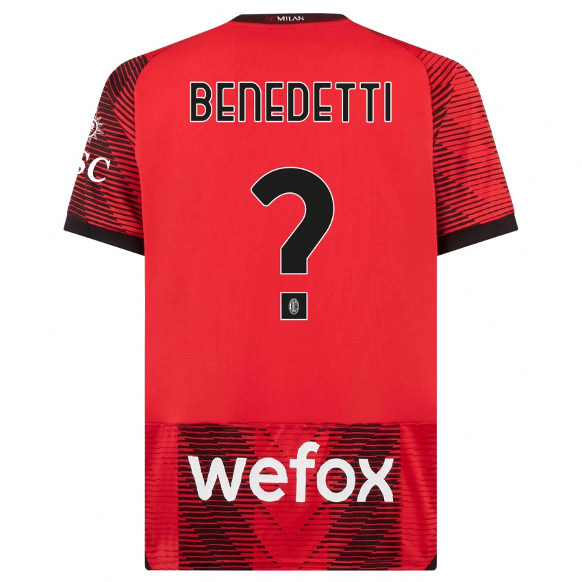 Kinder Emanuele Benedetti #0 Rot Schwarz Heimtrikot Trikot 2023/24 T-Shirt Belgien