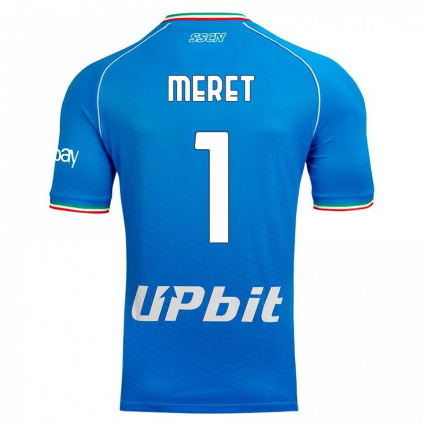 Enfant Maillot Alex Meret #1 Bleu Ciel Tenues Domicile 2023/24 T-Shirt Belgique