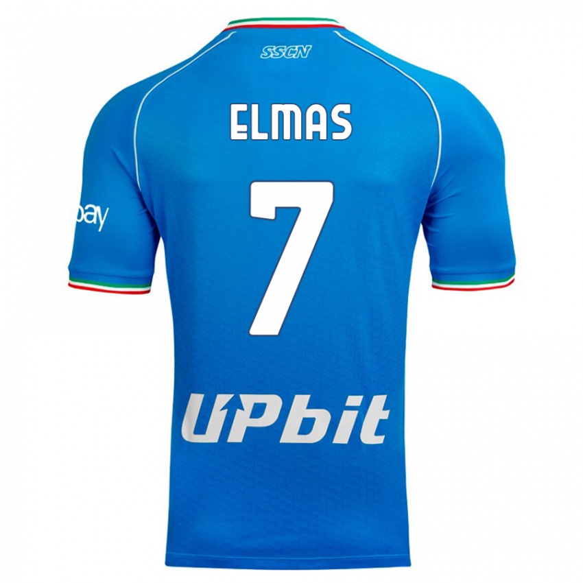Enfant Maillot Eljif Elmas #7 Bleu Ciel Tenues Domicile 2023/24 T-Shirt Belgique