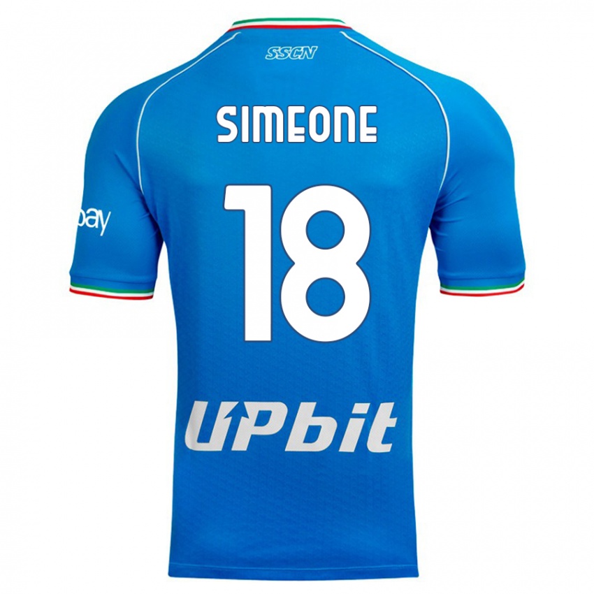 Kinderen Giovanni Simeone #18 Hemelsblauw Thuisshirt Thuistenue 2023/24 T-Shirt België