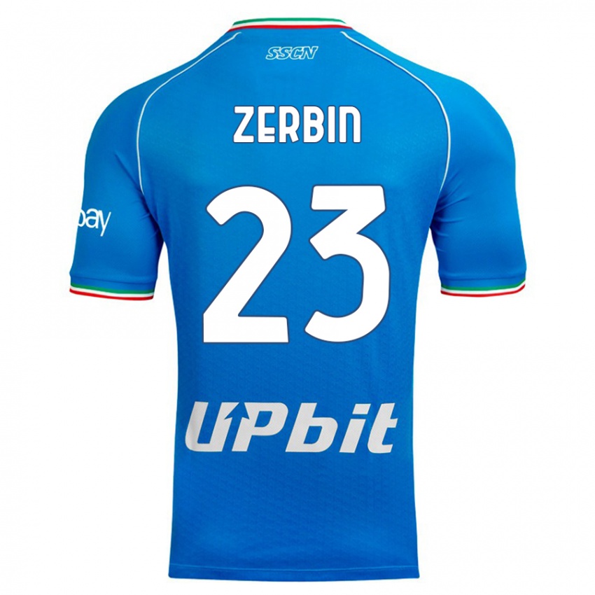 Enfant Maillot Alessio Zerbin #23 Bleu Ciel Tenues Domicile 2023/24 T-Shirt Belgique