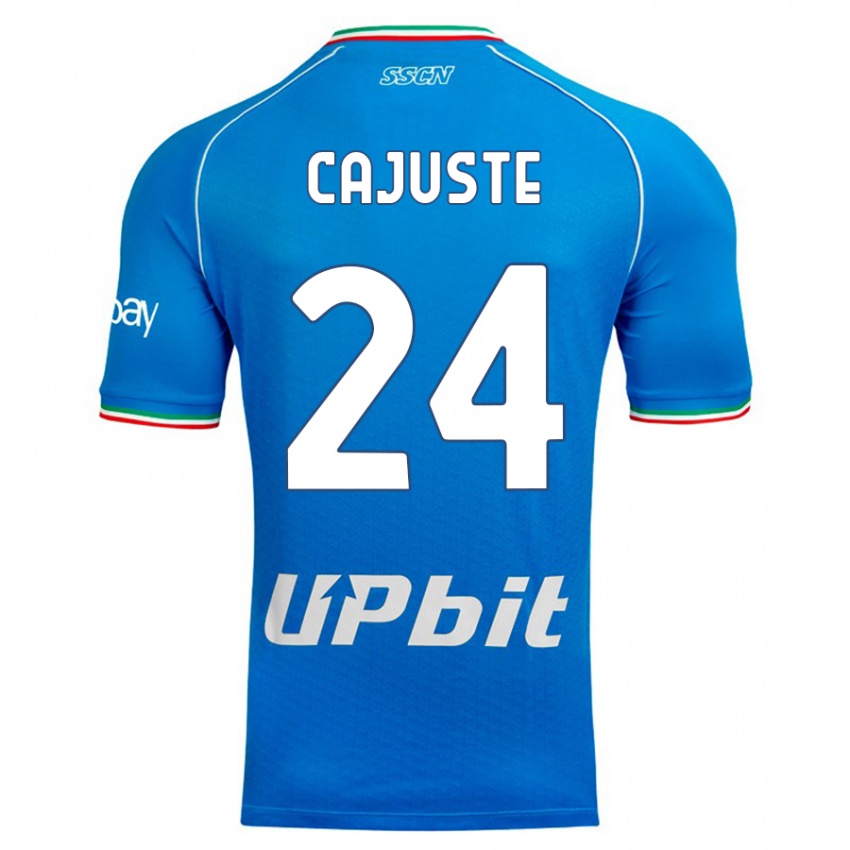Kinderen Jens Cajuste #24 Hemelsblauw Thuisshirt Thuistenue 2023/24 T-Shirt België
