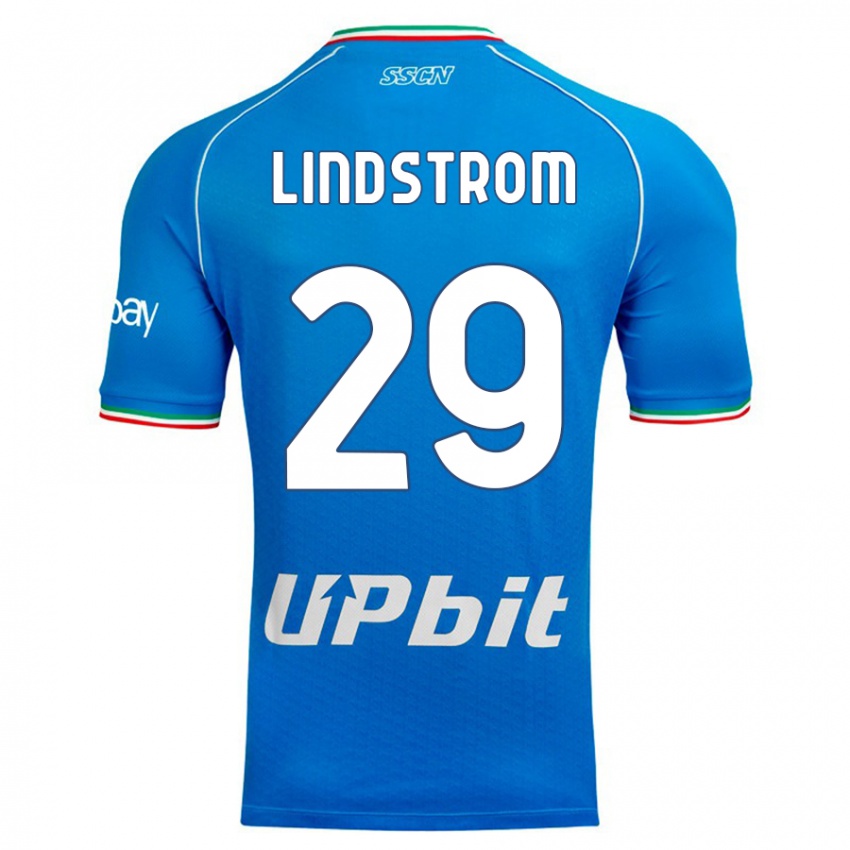 Kinder Jesper Lindstrøm #29 Himmelblau Heimtrikot Trikot 2023/24 T-Shirt Belgien