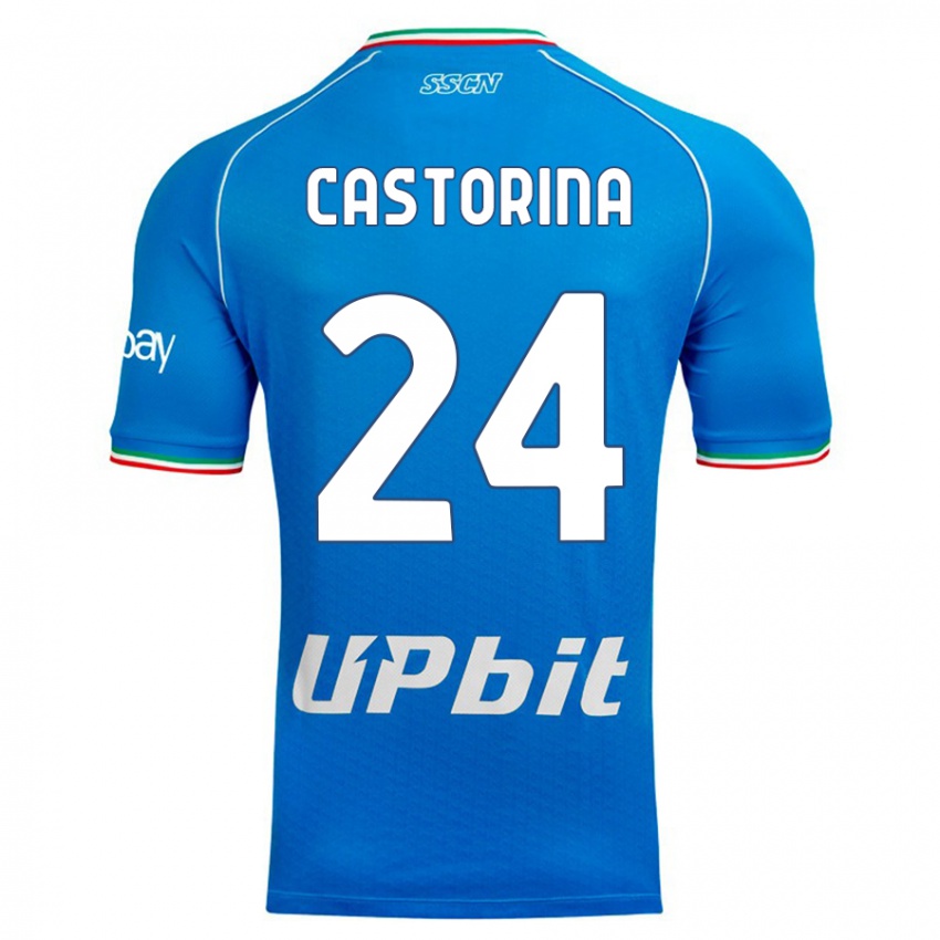 Enfant Maillot Alessandro Castorina #24 Bleu Ciel Tenues Domicile 2023/24 T-Shirt Belgique