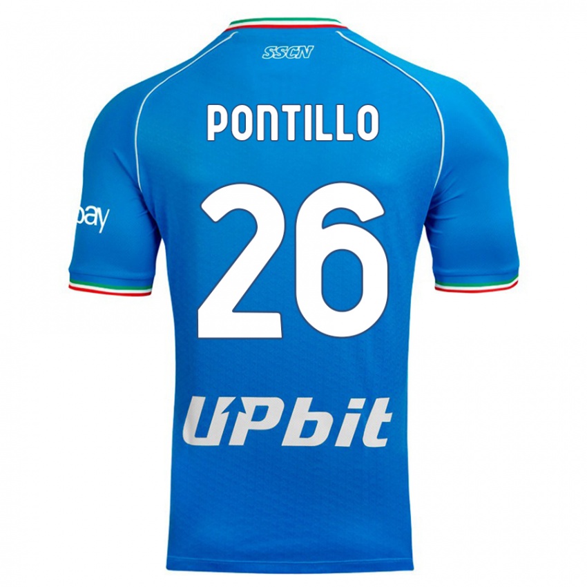 Enfant Maillot Pasquale Pontillo #26 Bleu Ciel Tenues Domicile 2023/24 T-Shirt Belgique
