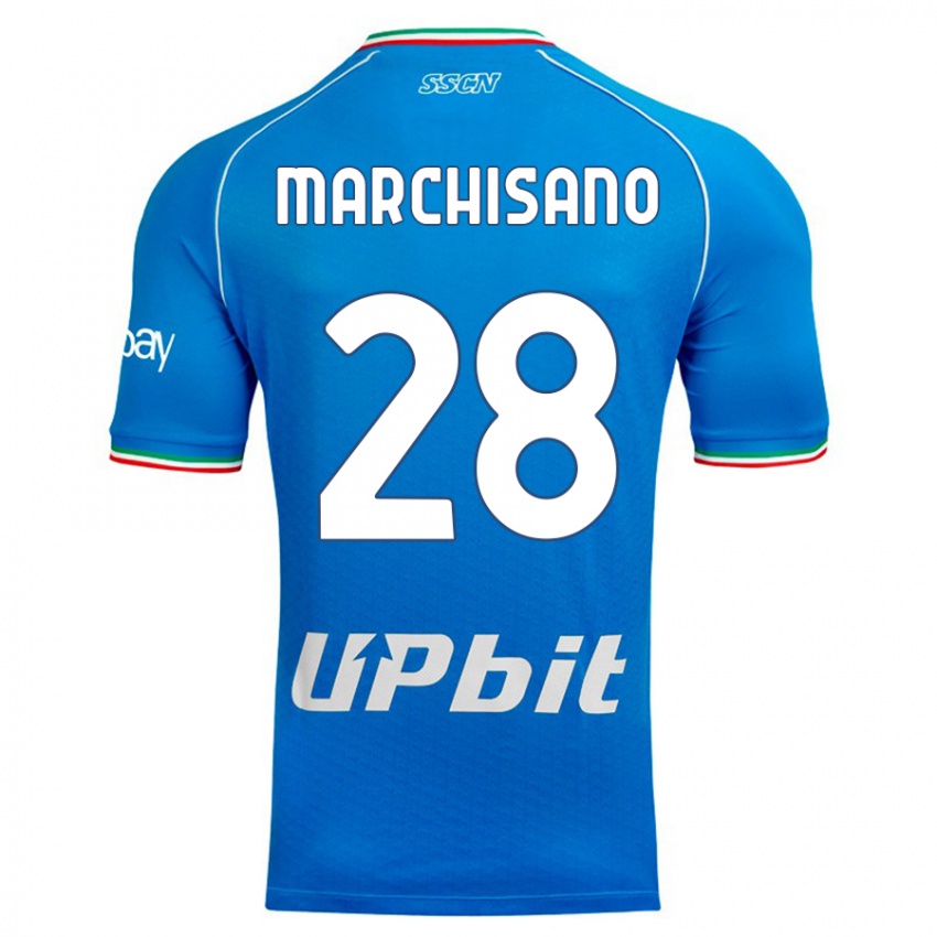 Kinder Matteo Marchisano #28 Himmelblau Heimtrikot Trikot 2023/24 T-Shirt Belgien