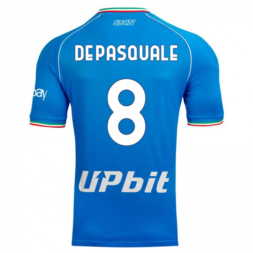 Enfant Maillot Dylan De Pasquale #8 Bleu Ciel Tenues Domicile 2023/24 T-Shirt Belgique