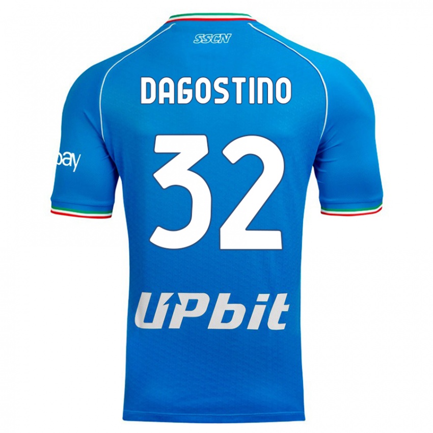 Enfant Maillot Giuseppe Dagostino #32 Bleu Ciel Tenues Domicile 2023/24 T-Shirt Belgique