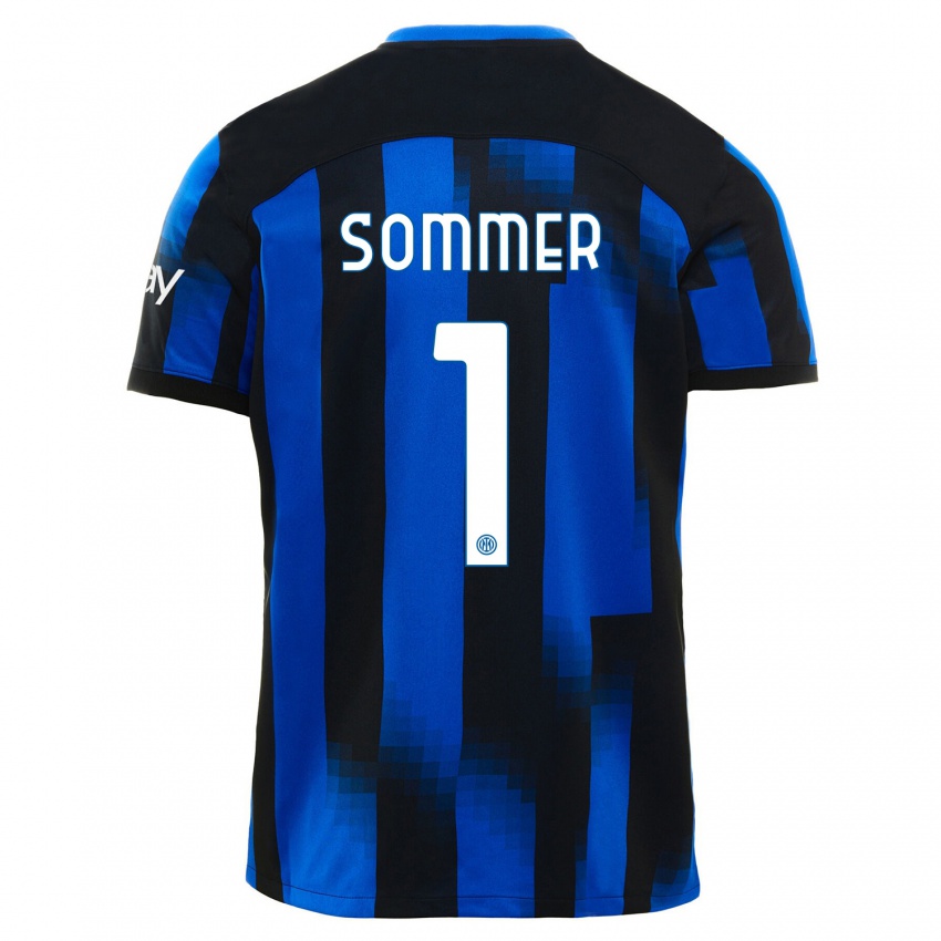 Kinder Yann Sommer #1 Schwarz Blau Heimtrikot Trikot 2023/24 T-Shirt Belgien