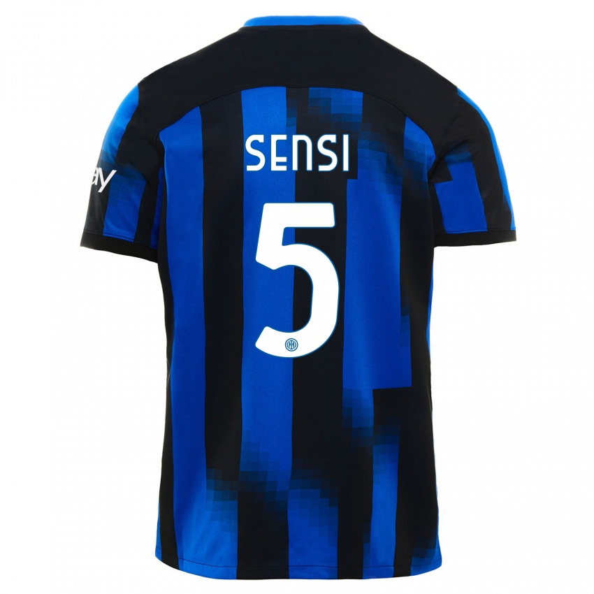 Kinder Stefano Sensi #5 Schwarz Blau Heimtrikot Trikot 2023/24 T-Shirt Belgien