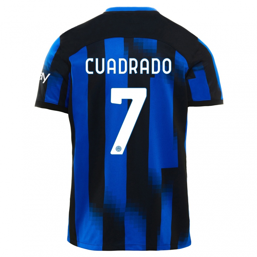 Kinderen Juan Cuadrado #7 Zwart Blauw Thuisshirt Thuistenue 2023/24 T-Shirt België