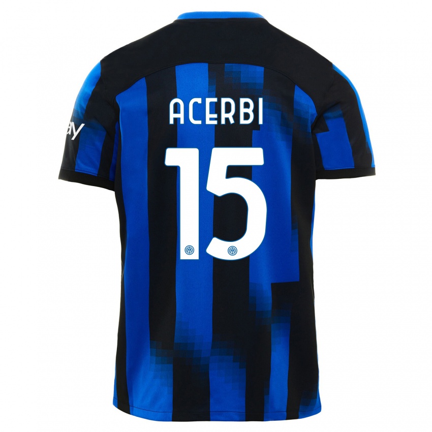 Kinderen Francesco Acerbi #15 Zwart Blauw Thuisshirt Thuistenue 2023/24 T-Shirt België