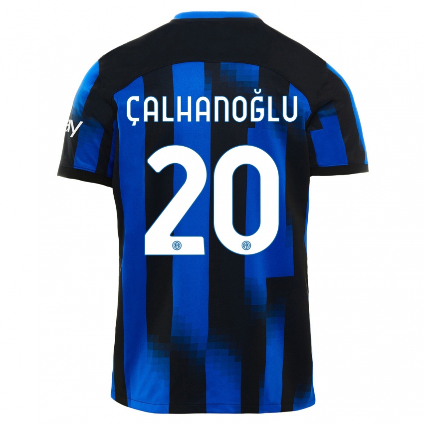 Kinder Hakan Calhanoglu #20 Schwarz Blau Heimtrikot Trikot 2023/24 T-Shirt Belgien
