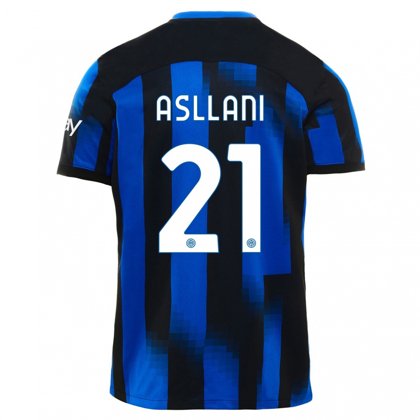 Kinder Kristjan Asllani #21 Schwarz Blau Heimtrikot Trikot 2023/24 T-Shirt Belgien