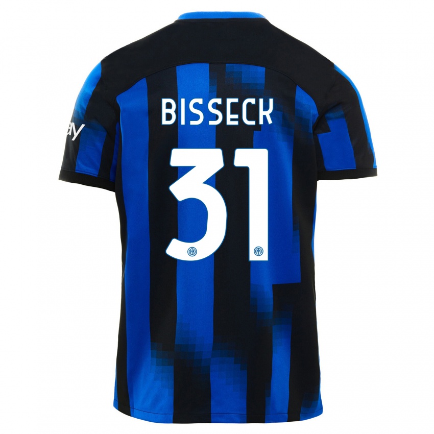 Kinder Yann Bisseck #31 Schwarz Blau Heimtrikot Trikot 2023/24 T-Shirt Belgien