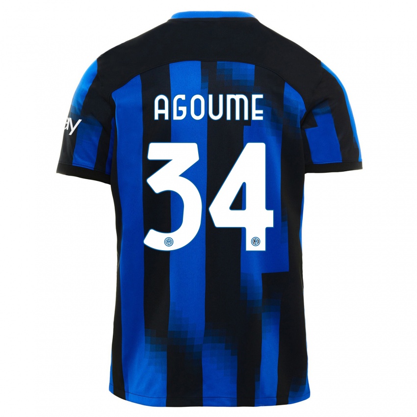 Kinder Lucien Agoume #34 Schwarz Blau Heimtrikot Trikot 2023/24 T-Shirt Belgien