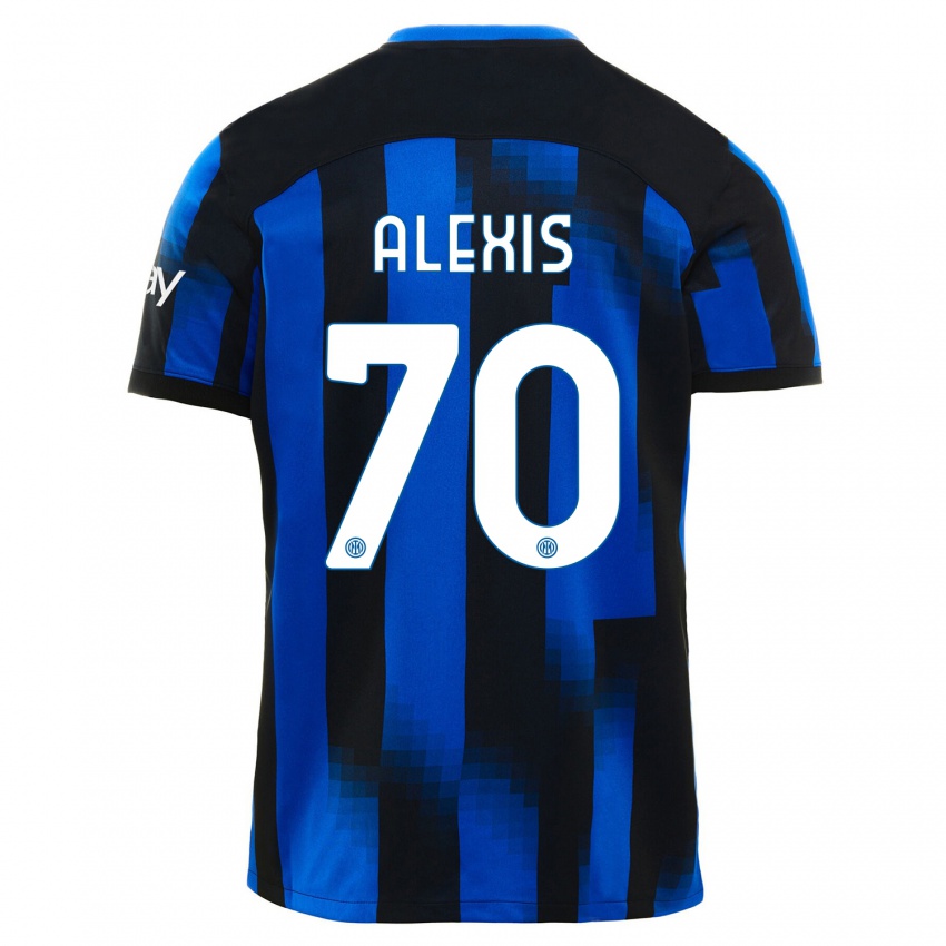 Kinderen Alexis Sanchez #70 Zwart Blauw Thuisshirt Thuistenue 2023/24 T-Shirt België