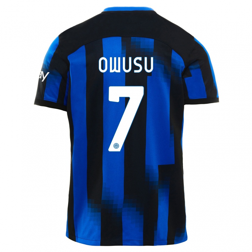 Kinderen Enoch Owusu #7 Zwart Blauw Thuisshirt Thuistenue 2023/24 T-Shirt België