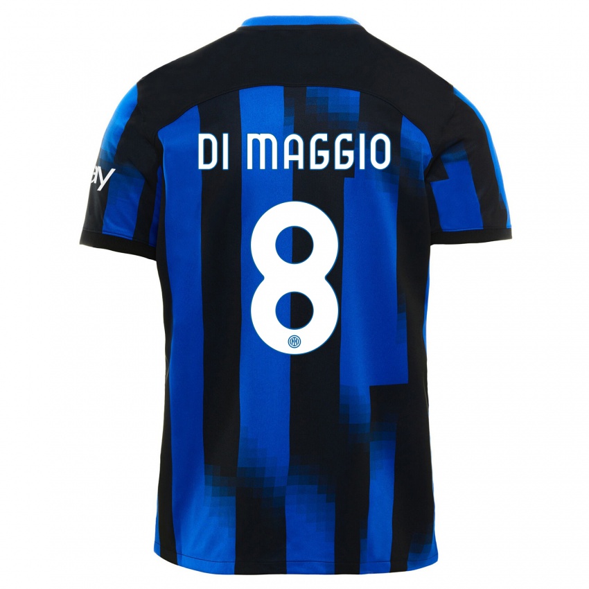 Kinder Luca Di Maggio #8 Schwarz Blau Heimtrikot Trikot 2023/24 T-Shirt Belgien