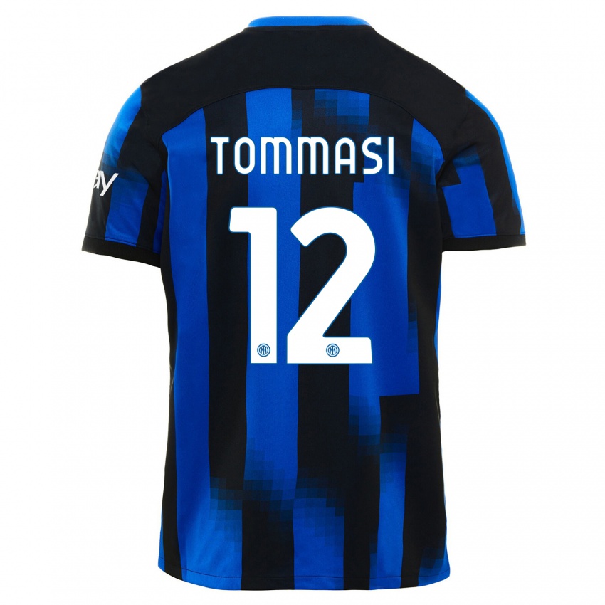 Kinderen Francesco Tommasi #12 Zwart Blauw Thuisshirt Thuistenue 2023/24 T-Shirt België