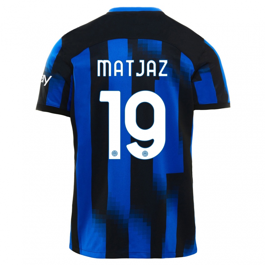 Enfant Maillot Samo Matjaz #19 Noir Bleu Tenues Domicile 2023/24 T-Shirt Belgique